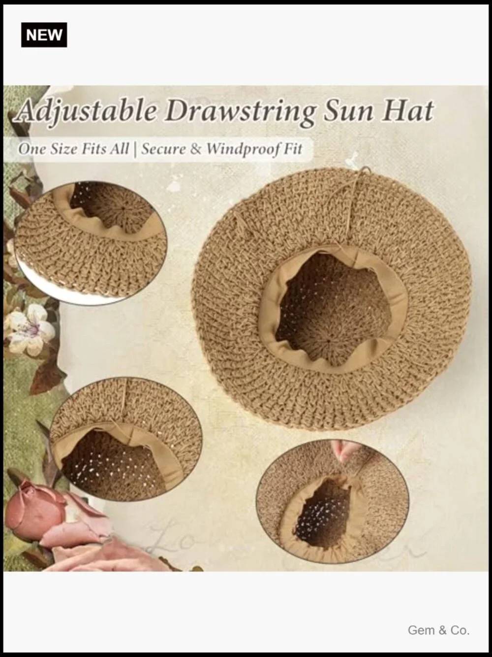 Woven Straw Sun Hat with Ruffled Bow, Foldable Travel Bucket Hat
